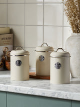 Cream Badge Set of 3 Storage Jars for Tea, Coffee and Sugar