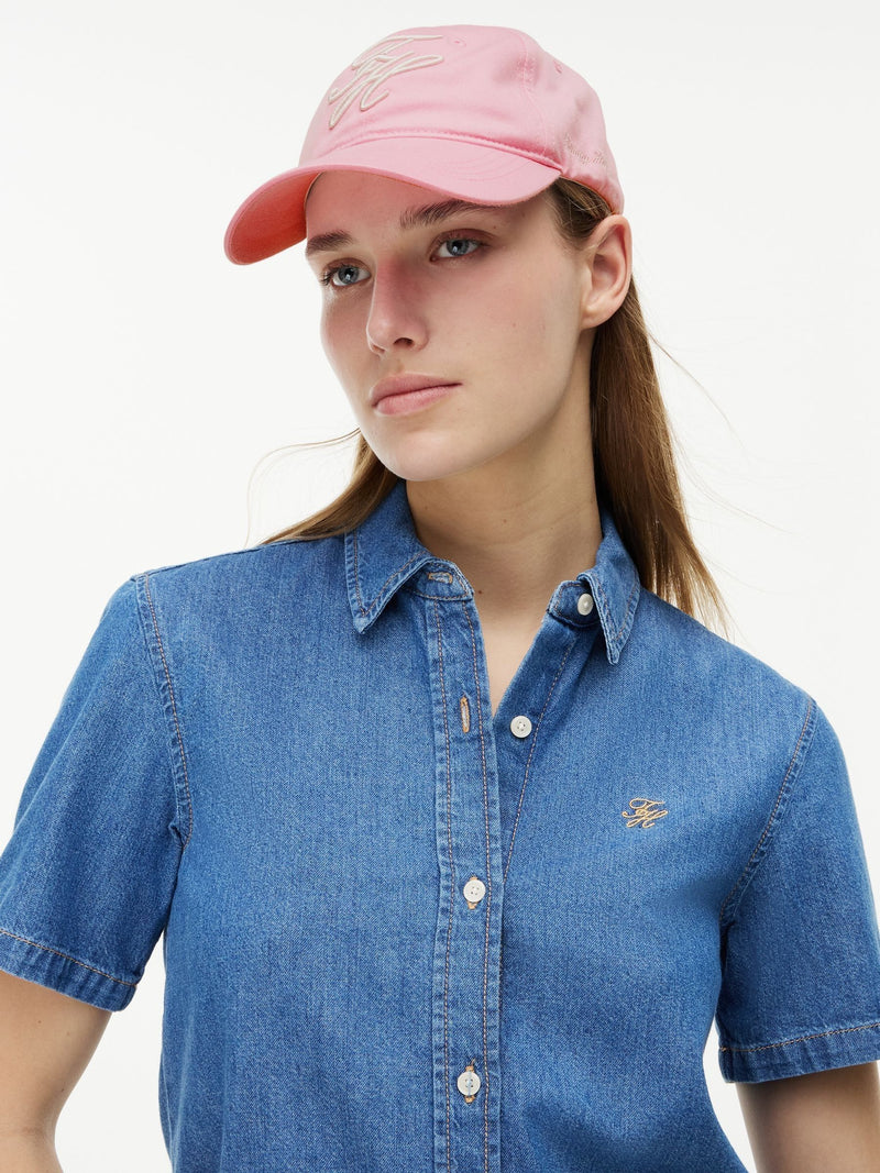 Tommy Hilfiger pink logo embroidery baseball cap, imported from the UK