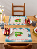 Wylder Blue Strawberry Stripes placemats 46x36cm set of 4 (British brand)