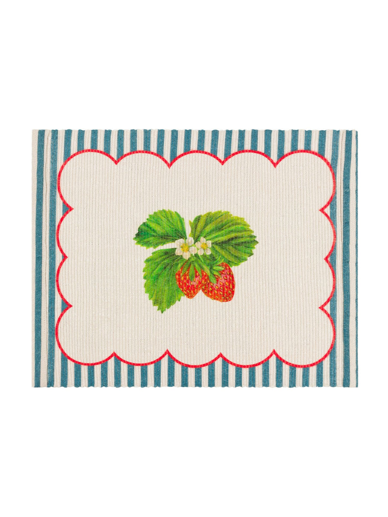 Wylder Blue Strawberry Stripes placemats 46x36cm set of 4 (British brand)