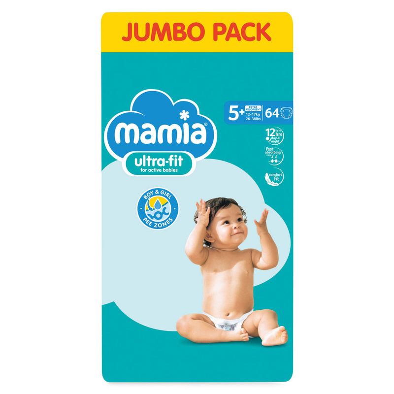 Nappies size 5+ extra absorbent 64 pack (British brand)