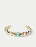 Natural stone and glass pearl cuff bracelet - British product