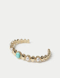 Natural stone and glass pearl cuff bracelet - British product