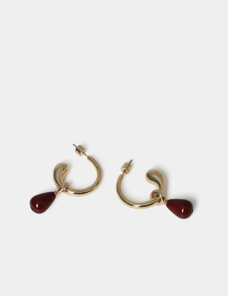 Autograph Natural Stone Drop Hoop Earrings, 60mm - British product