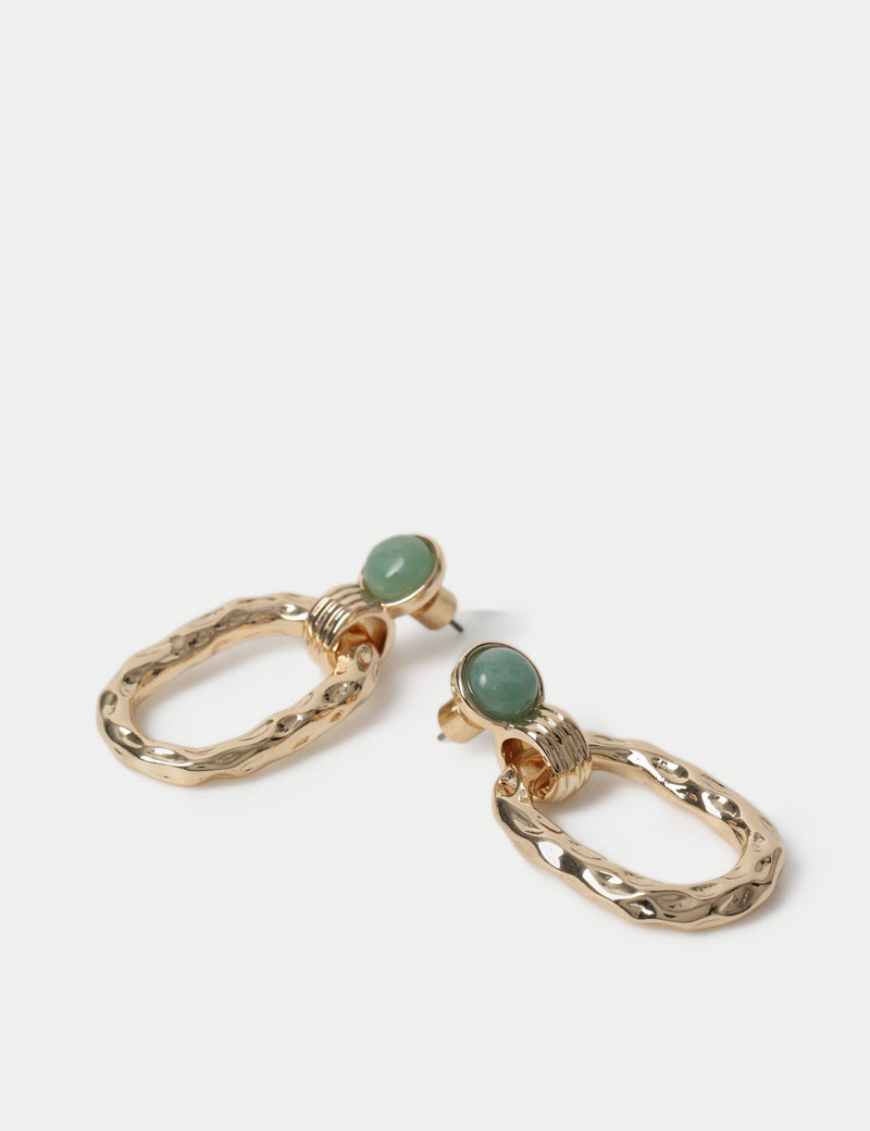 Natural stone link door knocker earrings, imported from the UK