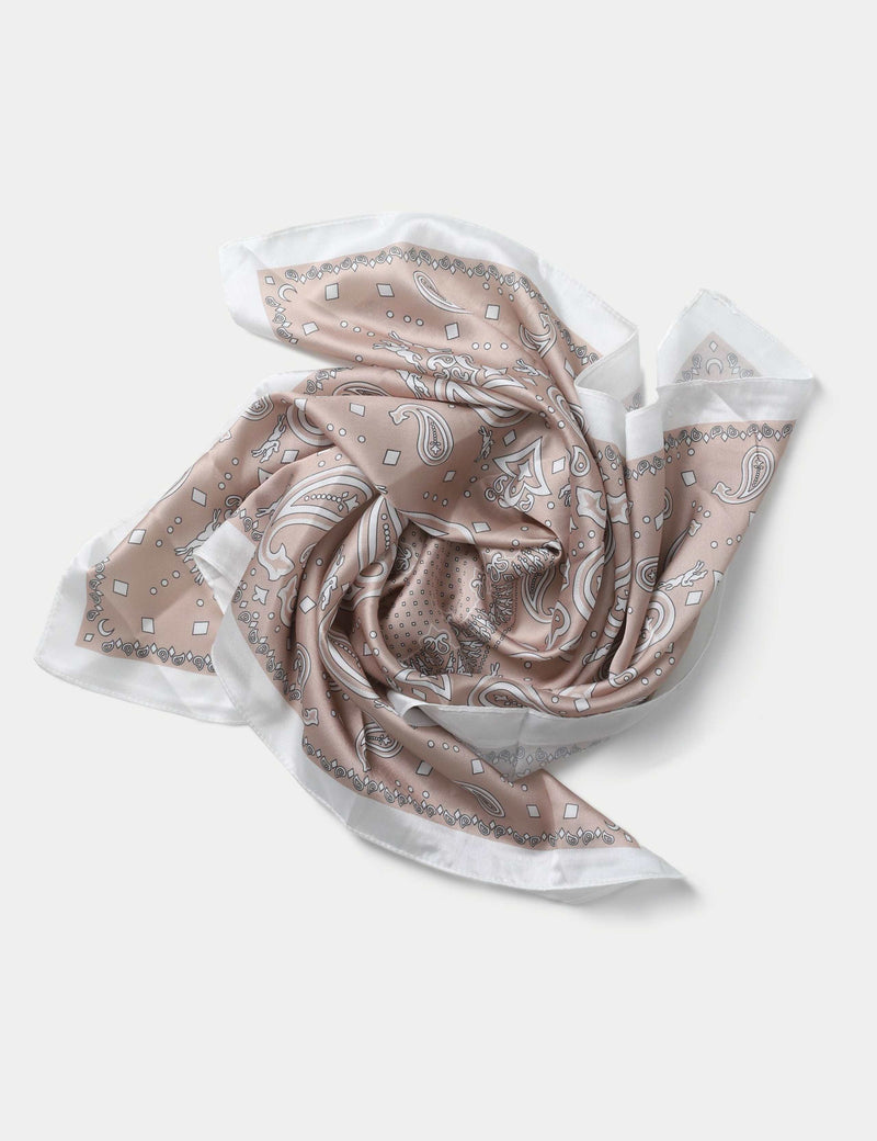 Paisley stripe scarf in neutral tones, 100% cotton (British brand)