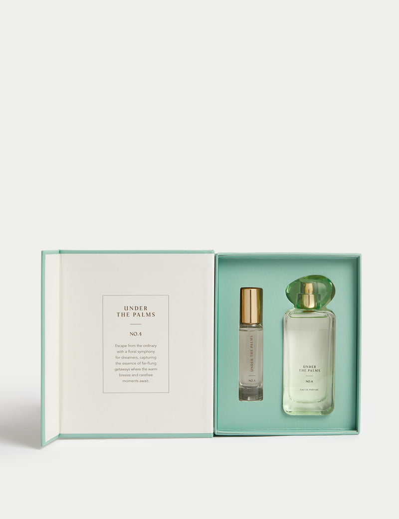 Under the Palms perfume set with 48ml and 9ml bottles, imported from the UK