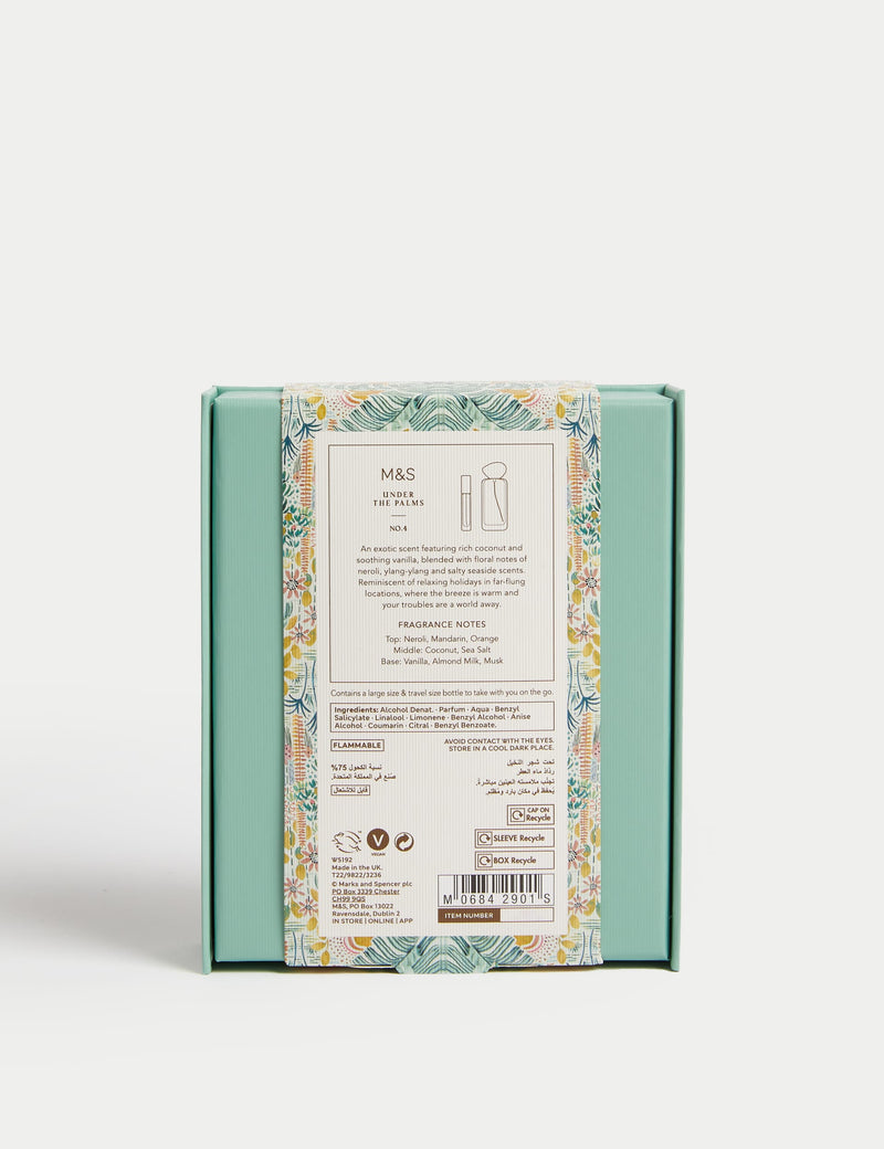 Under the Palms perfume set with 48ml and 9ml bottles, imported from the UK
