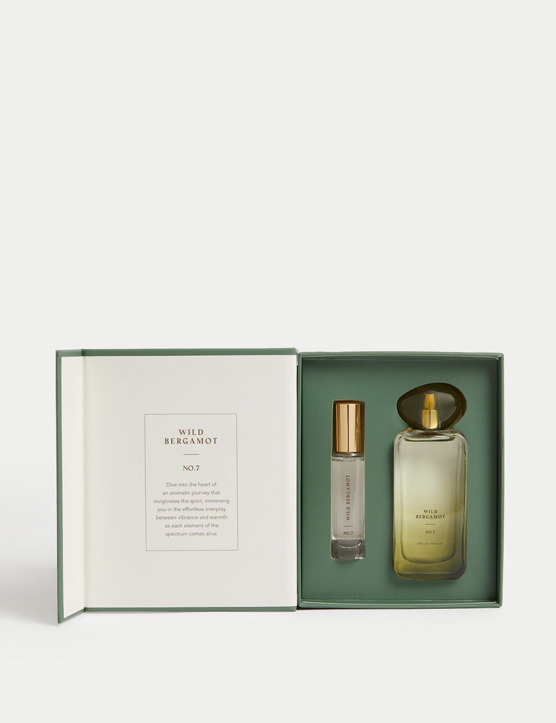 Wild Bergamot Eau de Parfum Set with 50ml and 10ml bottles, imported from the UK