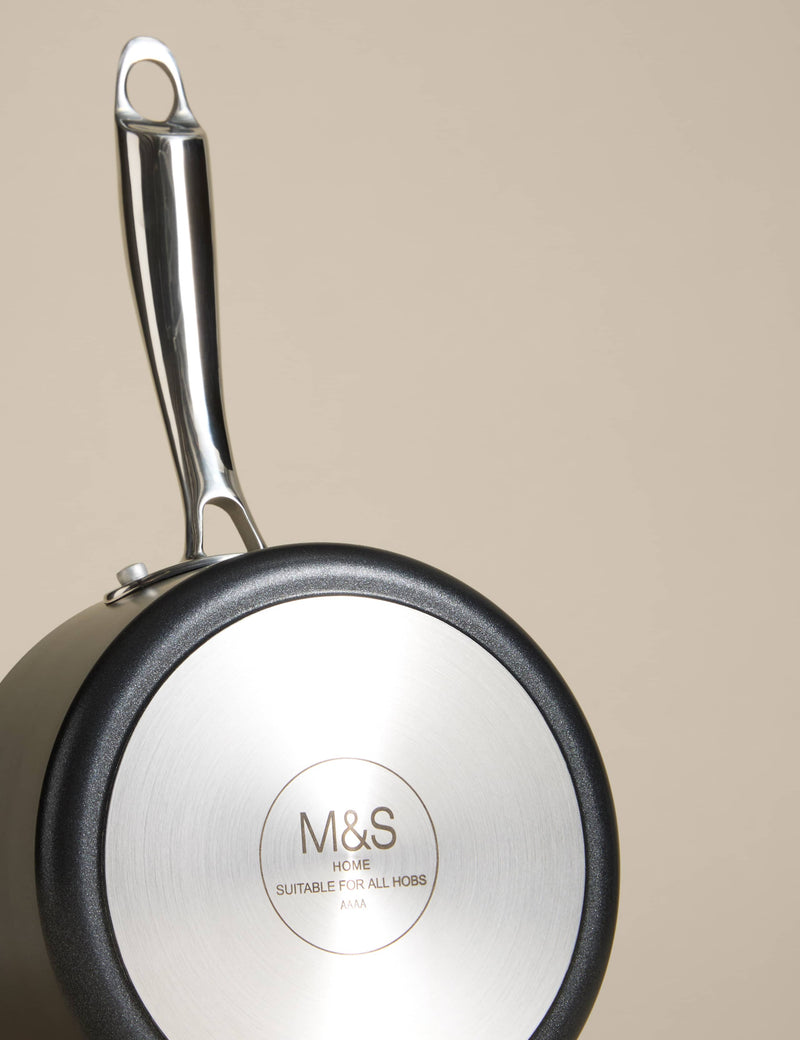 Non-Stick Pro 16cm aluminium saucepan with lid, imported from the UK
