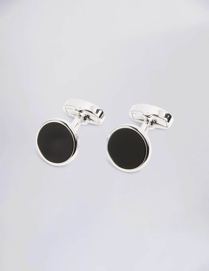 Moss onyx round cufflinks, imported from the UK