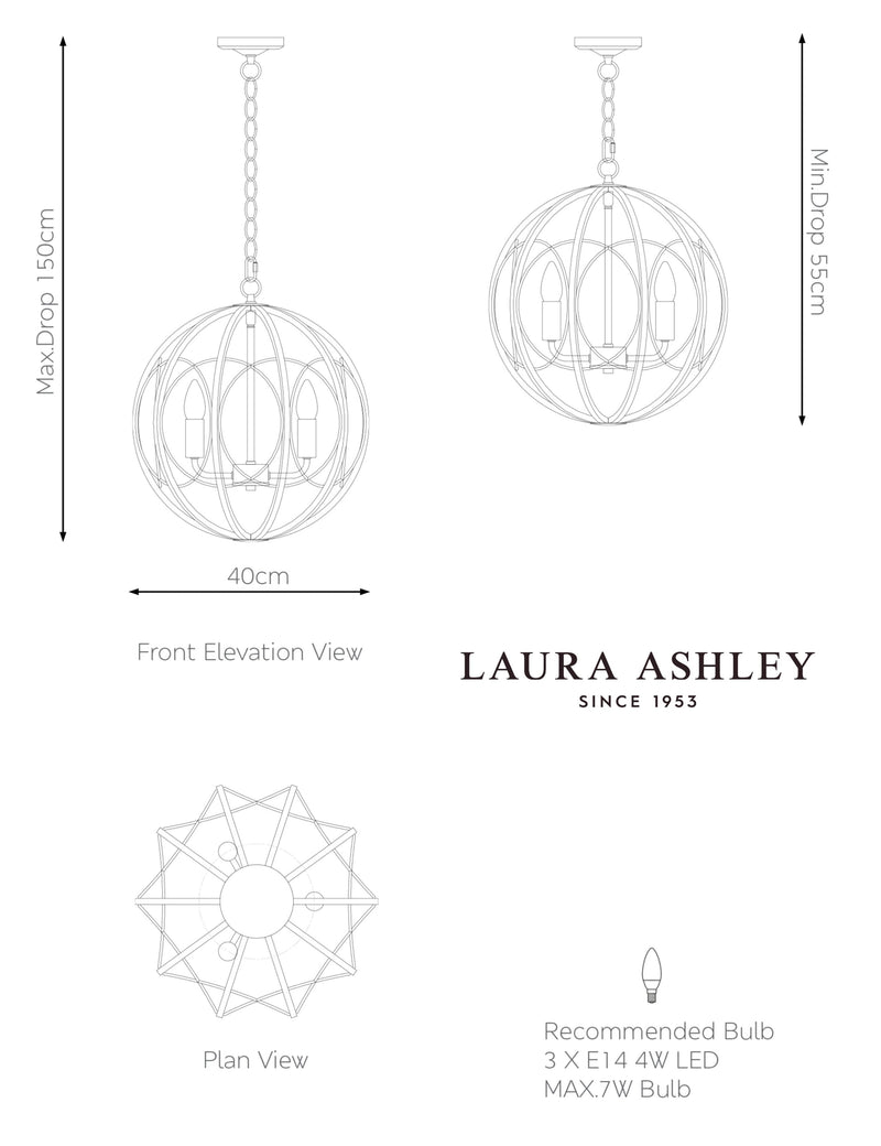Laura Ashley orbital pendant light 40cm - British product