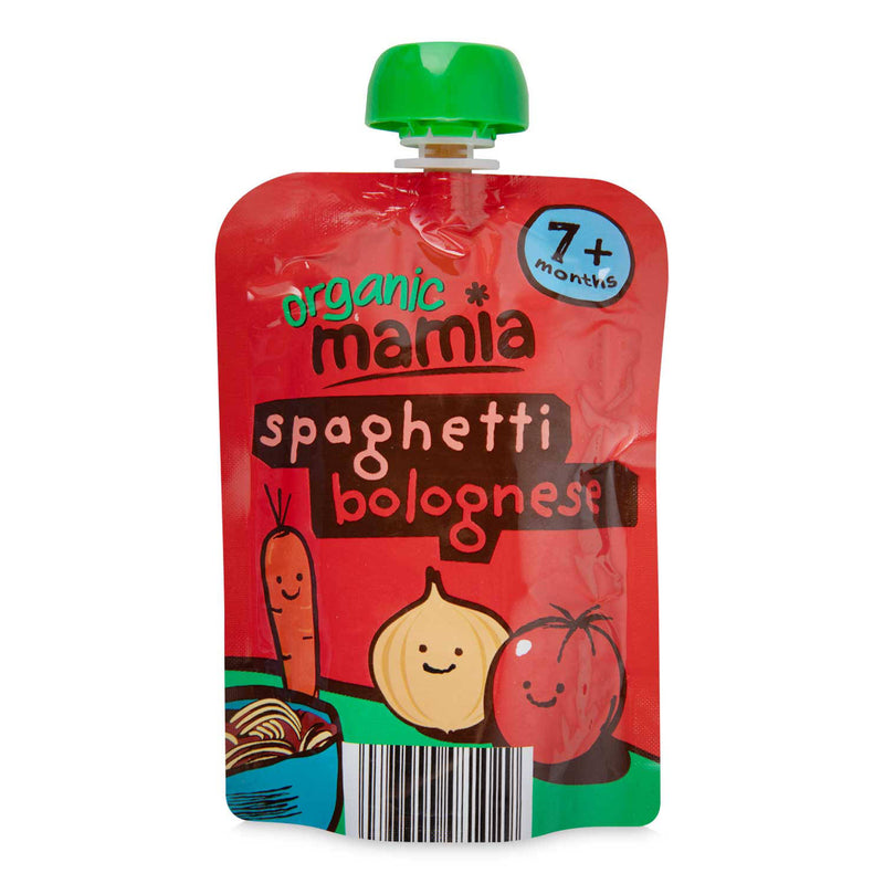 Organic spaghetti bolognese baby food pouch, from 7 months - British product