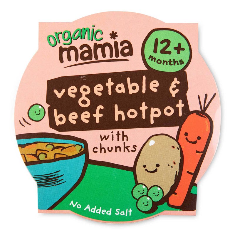 Organic vegetable and beef hotpot with chunks tray meal (British brand)