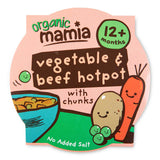 Organic vegetable and beef hotpot with chunks tray meal (British brand)