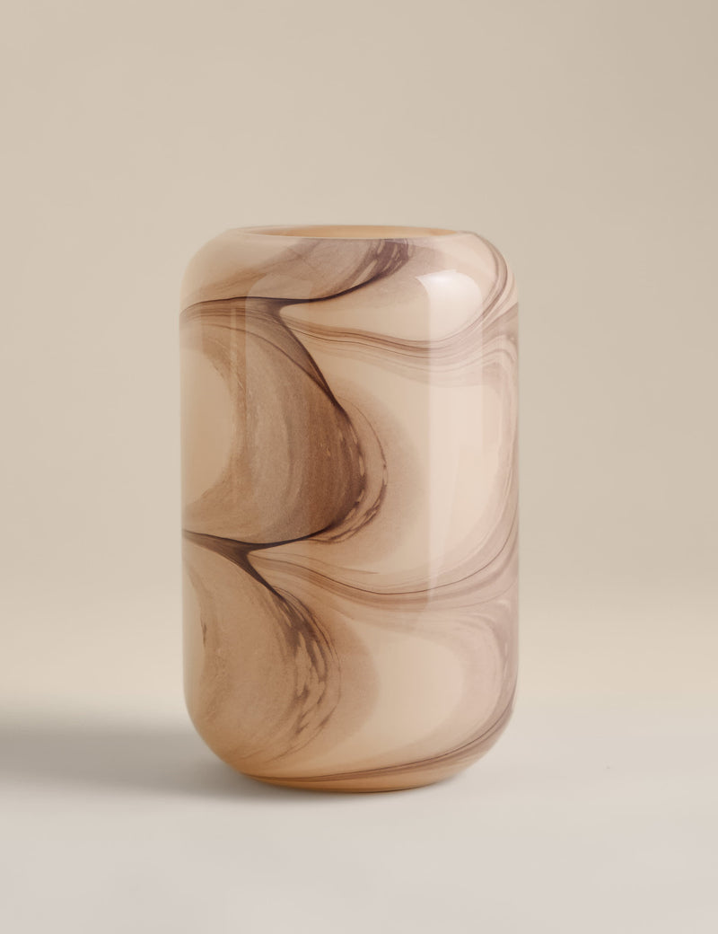 Marble effect glass cylinder vase 25cm - British product