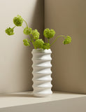 M&S X Kelly Hoppen tall ribbed ceramic vase 28.3 cm, imported from the UK