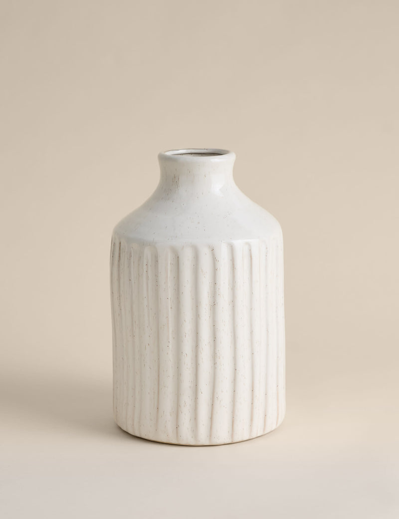 Tall ridged ceramic vase 30.2cm (British brand)