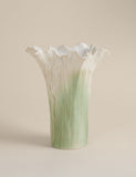 Handkerchief petal ceramic vase with reactive glaze - British product