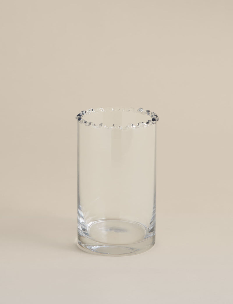 Small cylinder frill top glass vase 15cm (British brand)