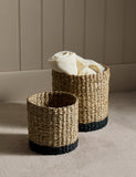 Set of 2 raffia and seagrass baskets for home storage, UK version