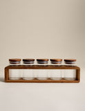 5 ribbed glass spice jars with rack, imported from the UK