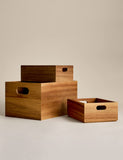 Wooden stacking boxes set of three for kitchen storage (British brand)