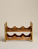 Wooden wine rack six bottle with gold legs, imported from the UK