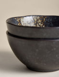 Set of 2 oxidised soy stoneware nibble bowls, imported from the UK
