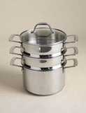 Stainless steel 3 tier steamer with StayNew technology - British product