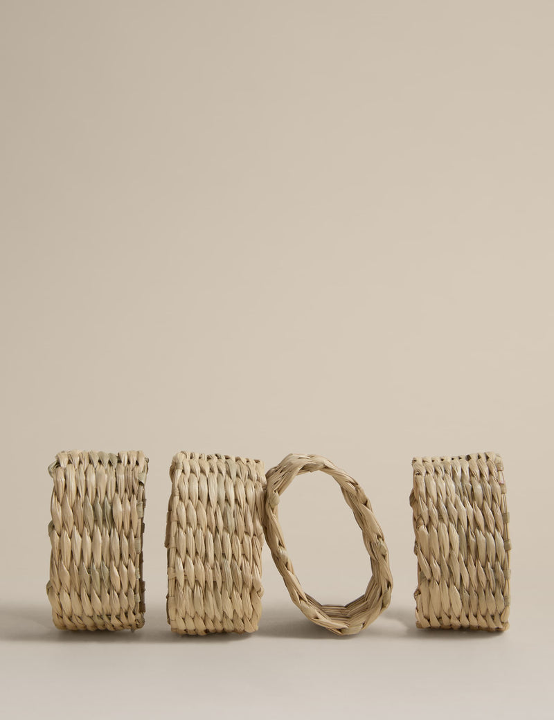 Seagrass oval napkin rings set of 4, imported from the UK