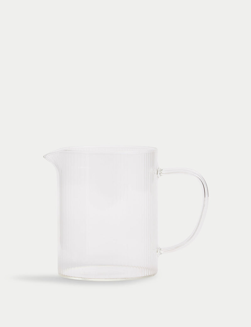 Ribbed glass milk jug, imported from the UK