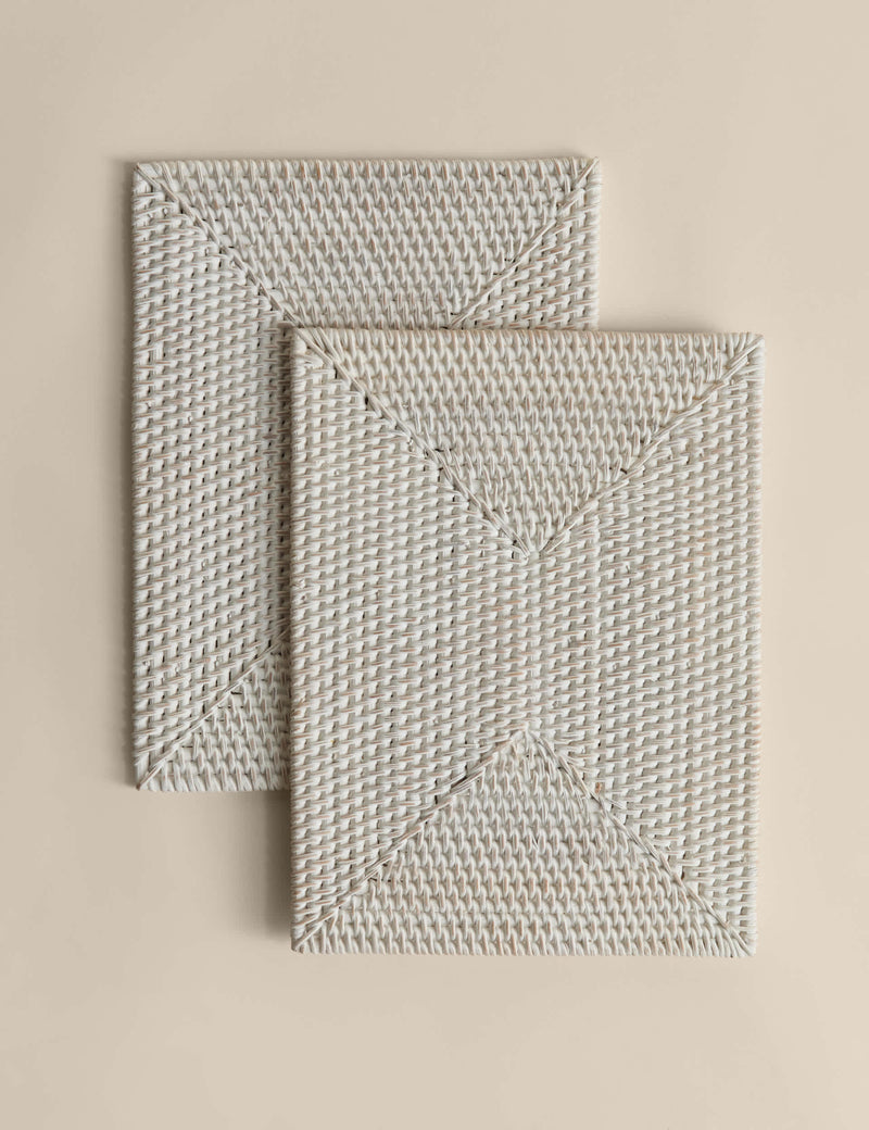 Set of 2 washed rattan placemats, UK dining table decor (British brand)
