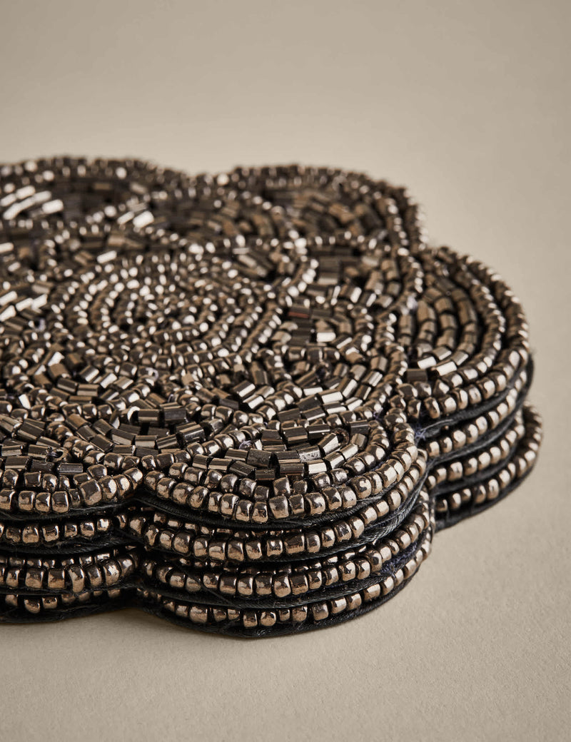 Set of 4 Beaded Scallop Coasters (British brand)