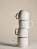 Set of four speckled ceramic mugs with contrast rims - British product