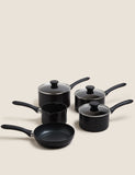 5 piece black aluminium non stick pan set, imported from the UK