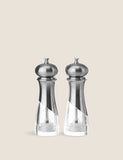 New York salt and pepper mills durable plastic clear base, UK version