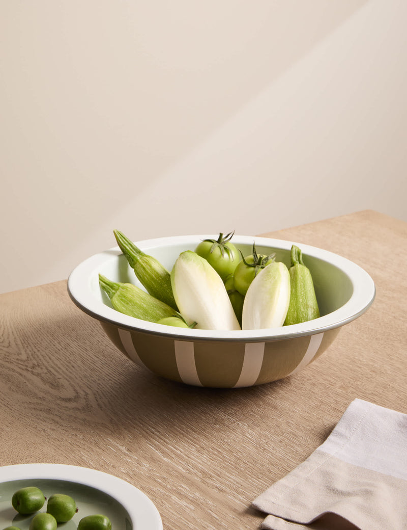 M&S enamel striped serving bowl stoneware - British brand