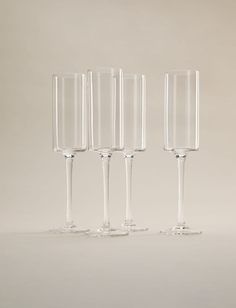 Straight sided champagne flutes set of 4 - British product