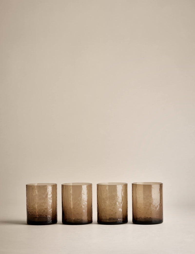 Hammered glass tumblers set of 4, imported from the UK