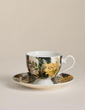 Striped floral porcelain cup and saucer 7.5 cm height, imported from the UK