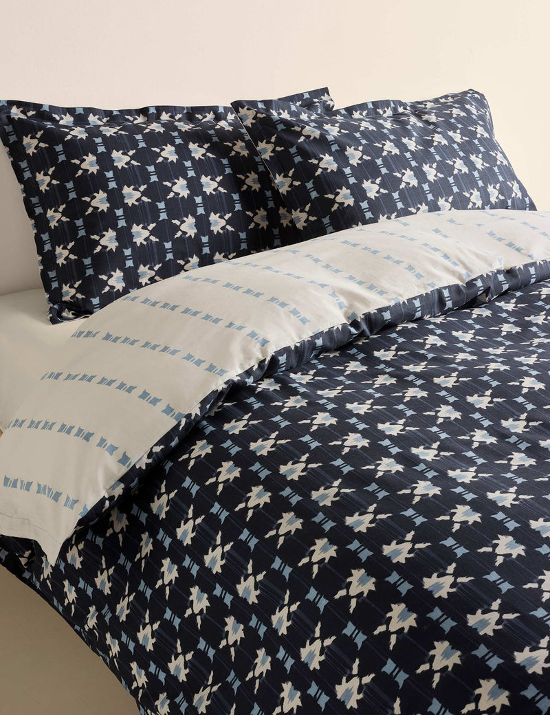 Pure cotton geometric shibori inspired bedding set (British brand)