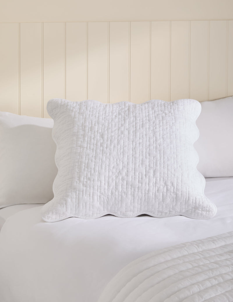 Large decorative cushion pure cotton scalloped motif, imported from the UK