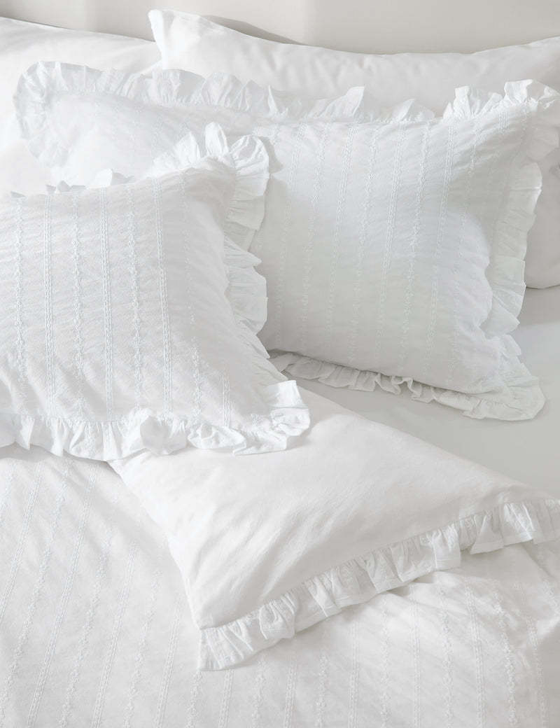 Pure cotton French ruffle embroidery bedding set, imported from the UK