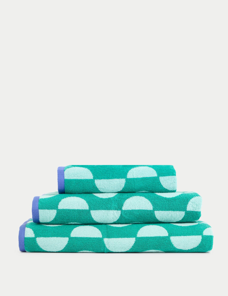 Pure Cotton Geometric Semi Circle Towel