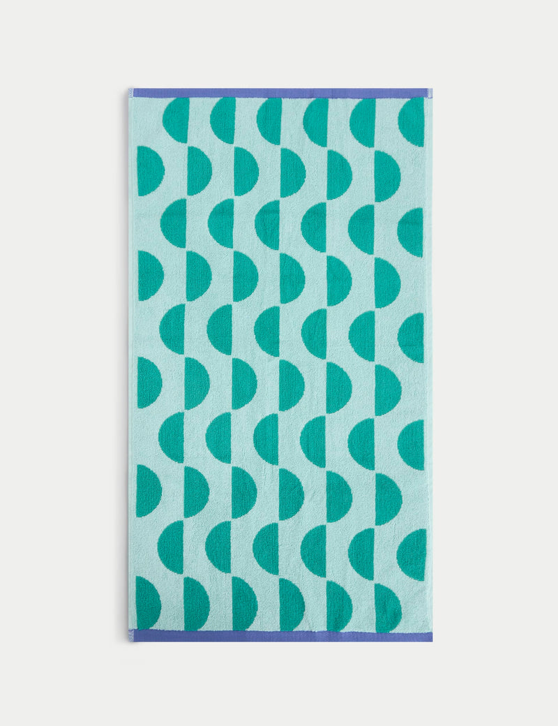 Pure Cotton Geometric Semi Circle Towel