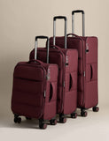 Geneva 3-piece soft suitcase set with 4 wheels, UK version