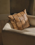 Leather basket weave cushion feather filling (British brand)