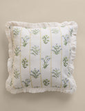 Cotton rich floral cushion with fringed edge, UK version