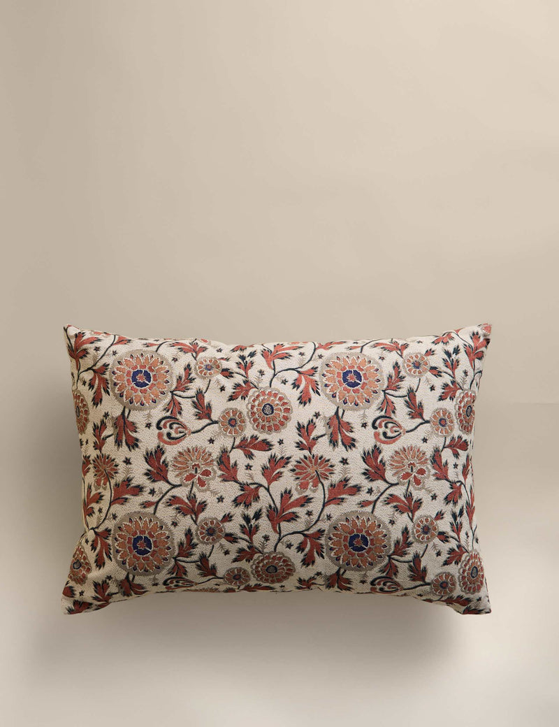 Floral bolster cushion cotton rich blend, 60x40cm (British brand)